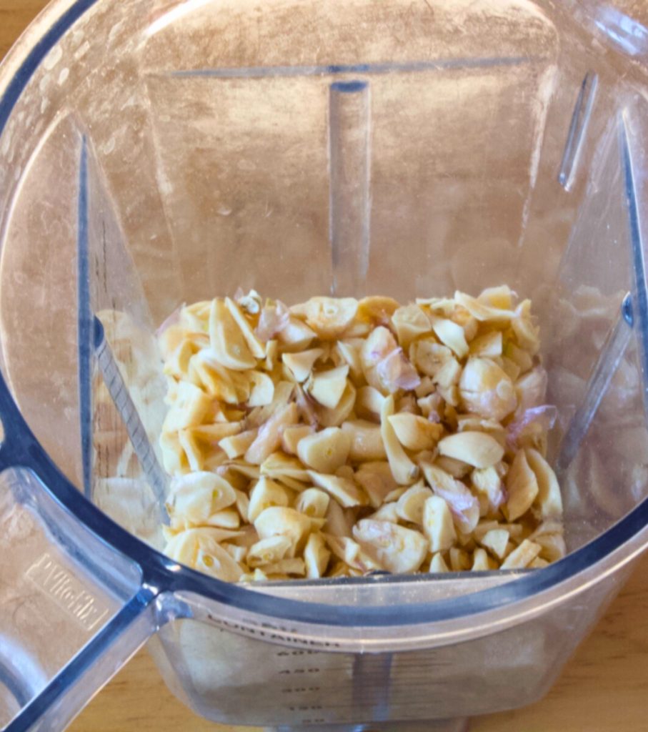 dehydrated garlic in a blender jug